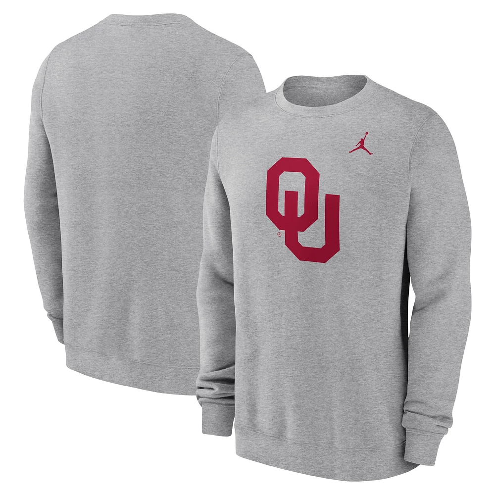 Men's Jordan Brand Heather Gray Oklahoma Sooners Primetime Fleece Pullover Sweatshirt