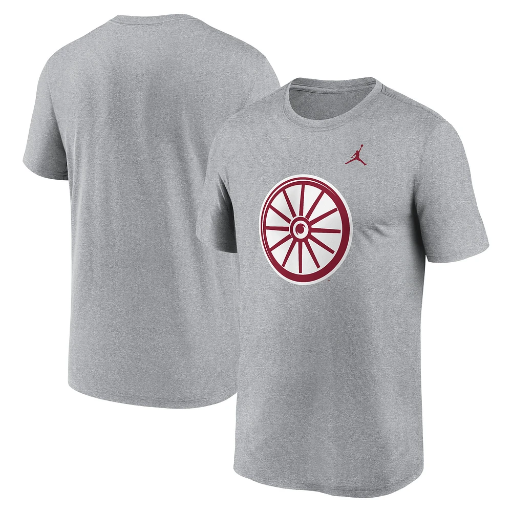 T-shirt avec logo alternatif Jordan Brand pour hommes, gris chiné, Oklahoma Sooners Primetime Legend