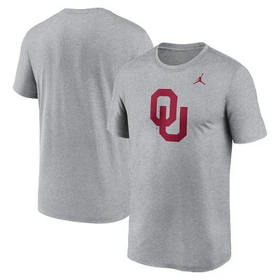 Men's Jordan Brand Heather Gray Oklahoma Sooners Primetime Legend Logo T-Shirt