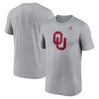 T-shirt Jordan Brand gris chiné avec logo Oklahoma Sooners Primetime Legend pour hommes