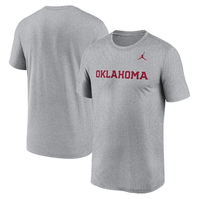 T-shirt Jordan Brand Heather Grey Oklahoma Sooners Primetime Legend pour hommes