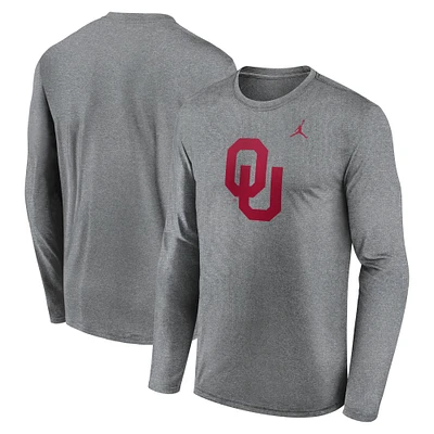 T-shirt à manches longues Jordan Brand Heather Grey Oklahoma Sooners Primetime Primary Legend pour homme