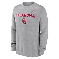 Men's Jordan Brand Heather Gray Oklahoma Sooners Primetime Primary Stack Pullover Sweatshirt