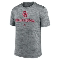 T-shirt Jordan Brand Heather Grey pour homme Oklahoma Sooners Primetime Velocity