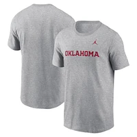 T-shirt Jordan Brand pour hommes, gris chiné, Oklahoma Sooners Primetime Wordmark