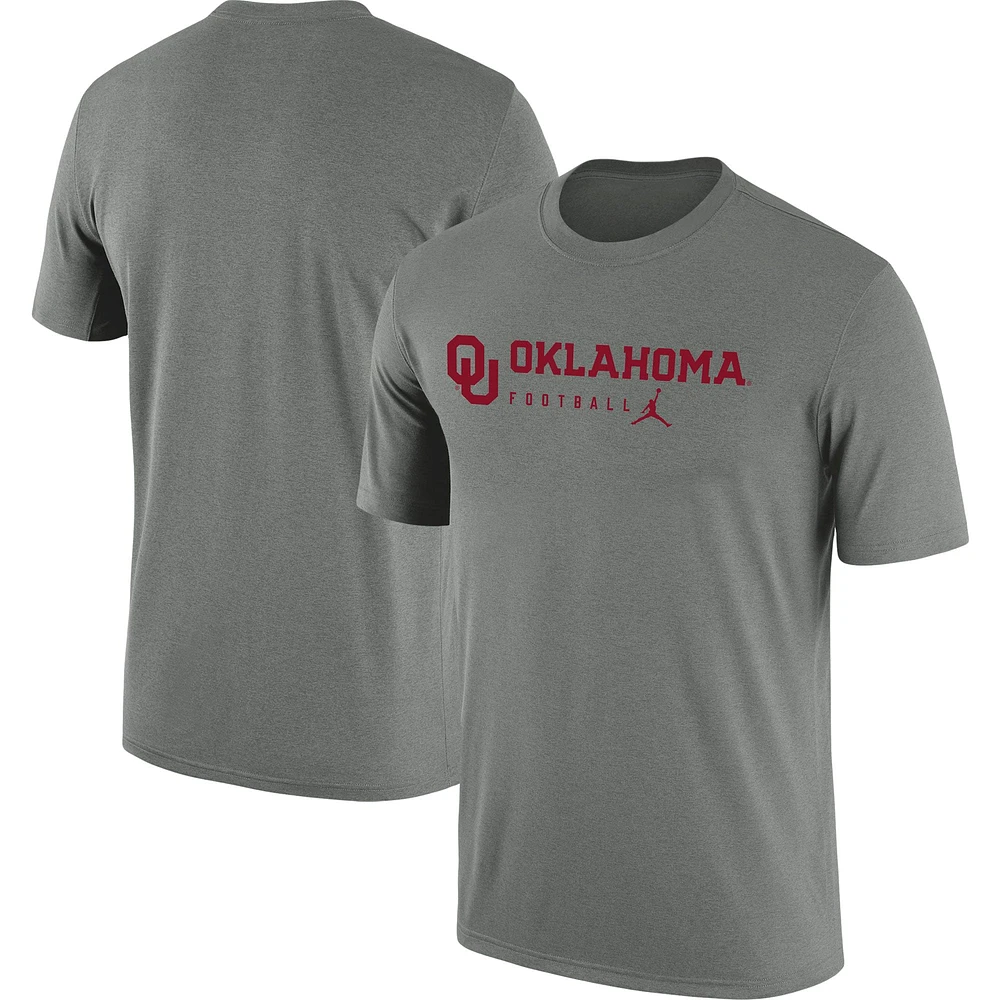 T-shirt Jordan Brand Heather Grey Team Legend Performance pour homme des Oklahoma Sooners