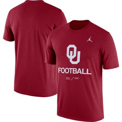 Men's Jordan Brand Heathered Crimson Oklahoma Sooners Team Football Legend T-Shirt