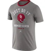 Men's Jordan Brand Heathered Gray Oklahoma Sooners Vault Helmet Team Tri-Blend T-Shirt