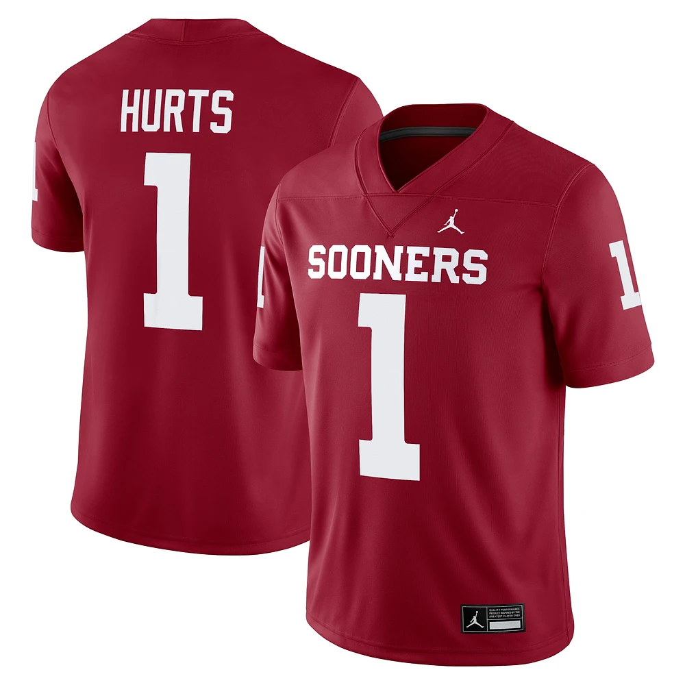 Maillot de jeu Jordan Brand Jalen Hurts Crimson Oklahoma Sooners Alumni Player pour homme