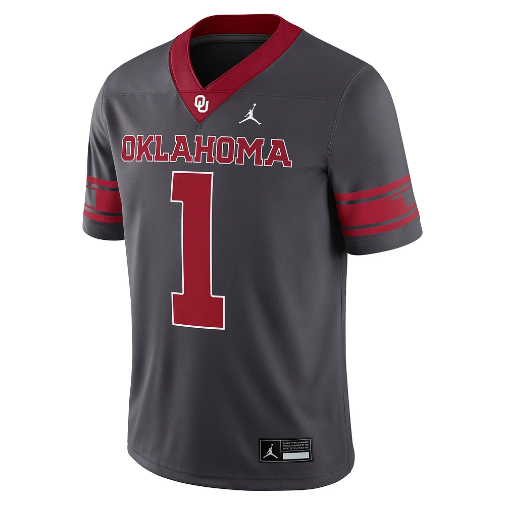 Maillot de jeu alternatif Jordan Brand #1 Anthracite Oklahoma Sooners pour homme