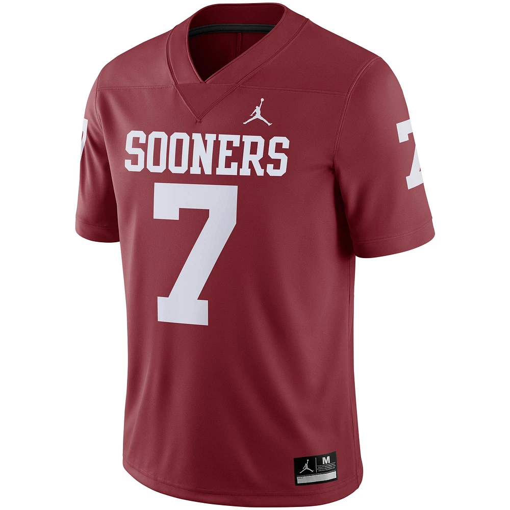 Men's Jordan Brand #7 Crimson Oklahoma Sooners Team Game Jersey