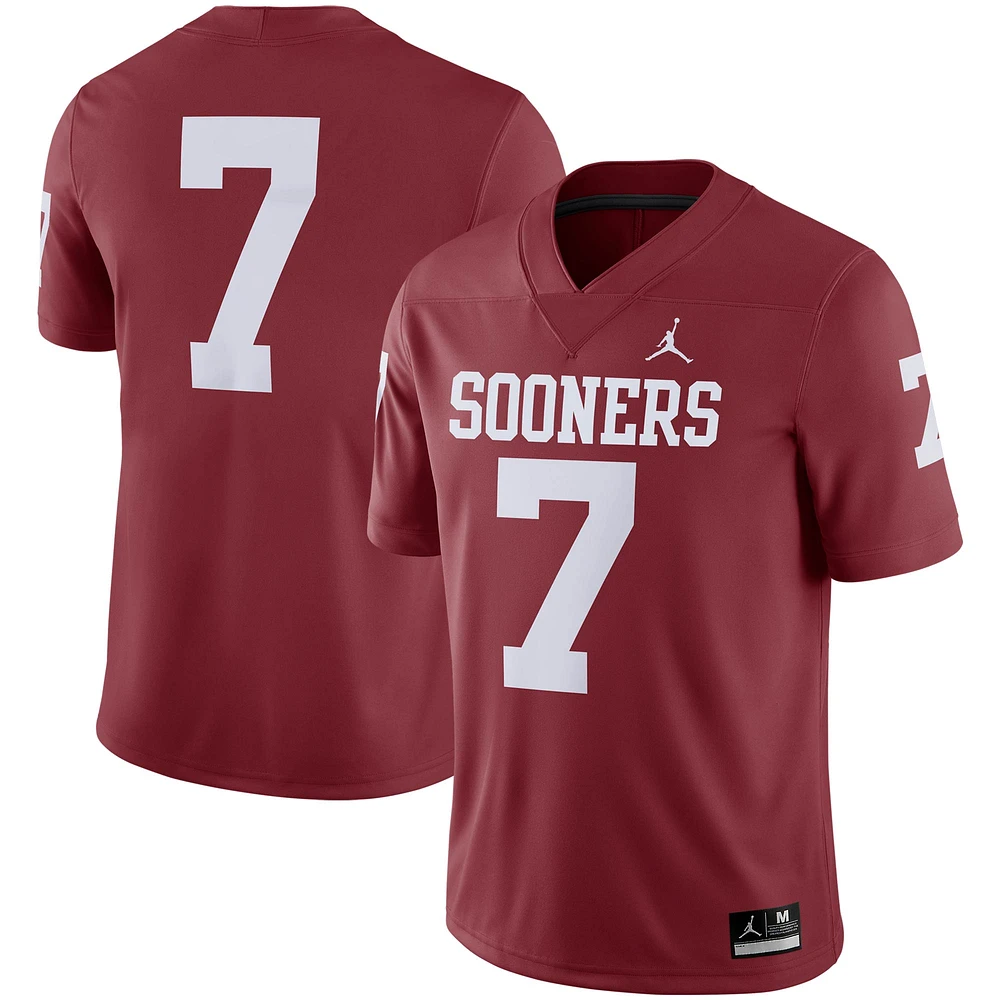 Maillot de match l'équipe Jordan Brand #7 Crimson Oklahoma Sooners pour hommes