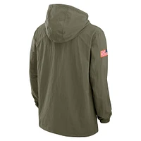 Veste militaire à capuche entièrement pressionnée pour homme Jordan Brand Olive Oklahoma Sooners 2024 Military Appreciation