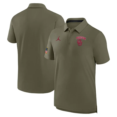 Polo Jordan Brand Olive Oklahoma Sooners 2024 Military Appreciation Tour Performance pour homme