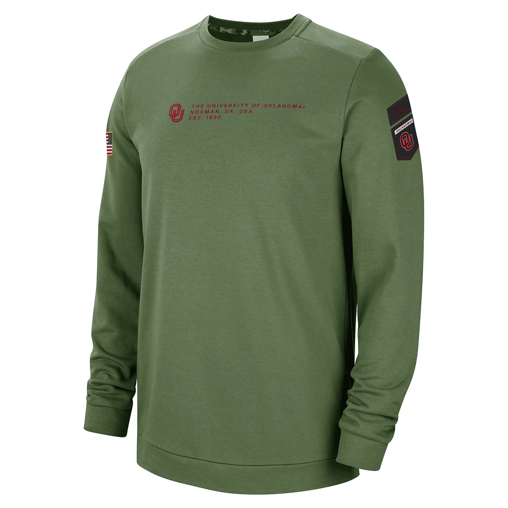 Sweat à capuche militaire Jordan Brand Olive Oklahoma Sooners pour homme