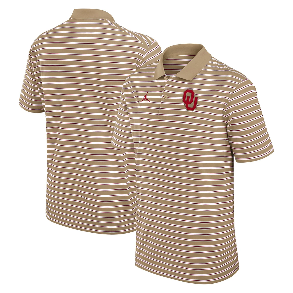 Men's Jordan Brand Tan/White Oklahoma Sooners Primetime Victory Striped Polo