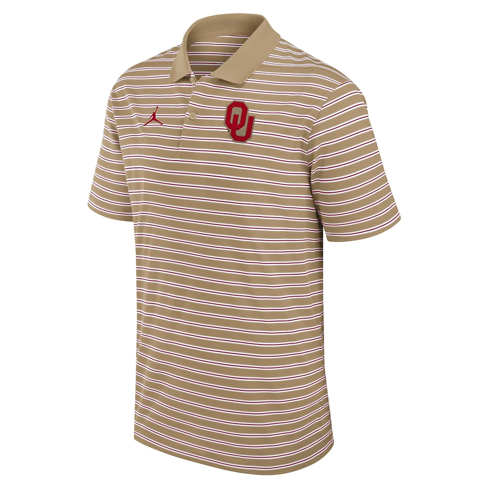 Men's Jordan Brand Tan/White Oklahoma Sooners Primetime Victory Striped Polo