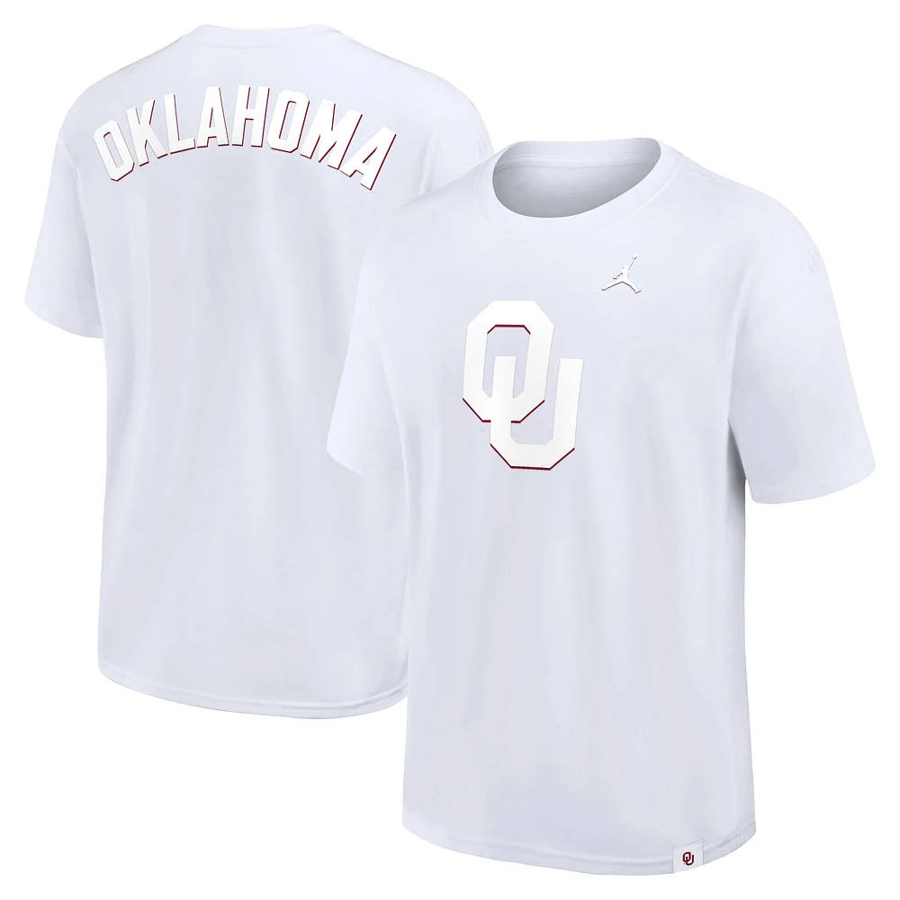 T-shirt Jordan Brand blanc Oklahoma Sooners 2-Hit Statement Max90 pour hommes