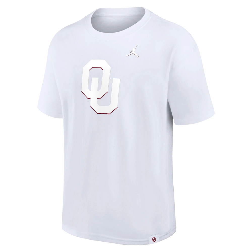 T-shirt Jordan Brand blanc Oklahoma Sooners 2-Hit Statement Max90 pour hommes