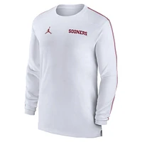 Men's Jordan Brand White Oklahoma Sooners 2024 Sideline Coach UV Performance Long Sleeve T-Shirt