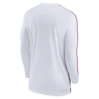 Men's Jordan Brand White Oklahoma Sooners 2024 Sideline Coach UV Performance Long Sleeve T-Shirt