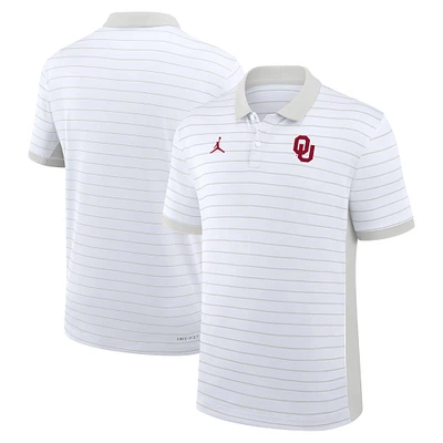 Men's Jordan Brand White Oklahoma Sooners 2025 Early Season Coaches Sideline Victory Stripe Performance Polo