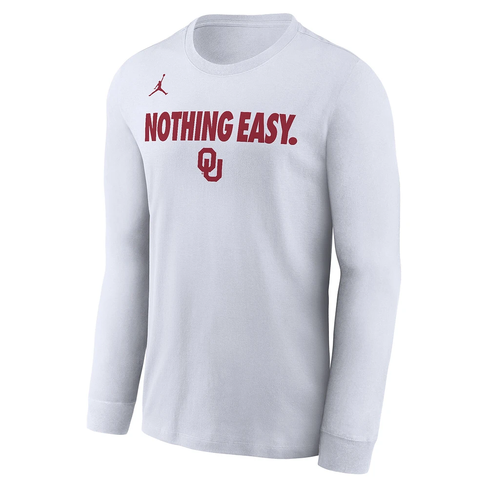 Men's Jordan Brand White Oklahoma Sooners 2025 On-Court Bench Long Sleeve T-Shirt