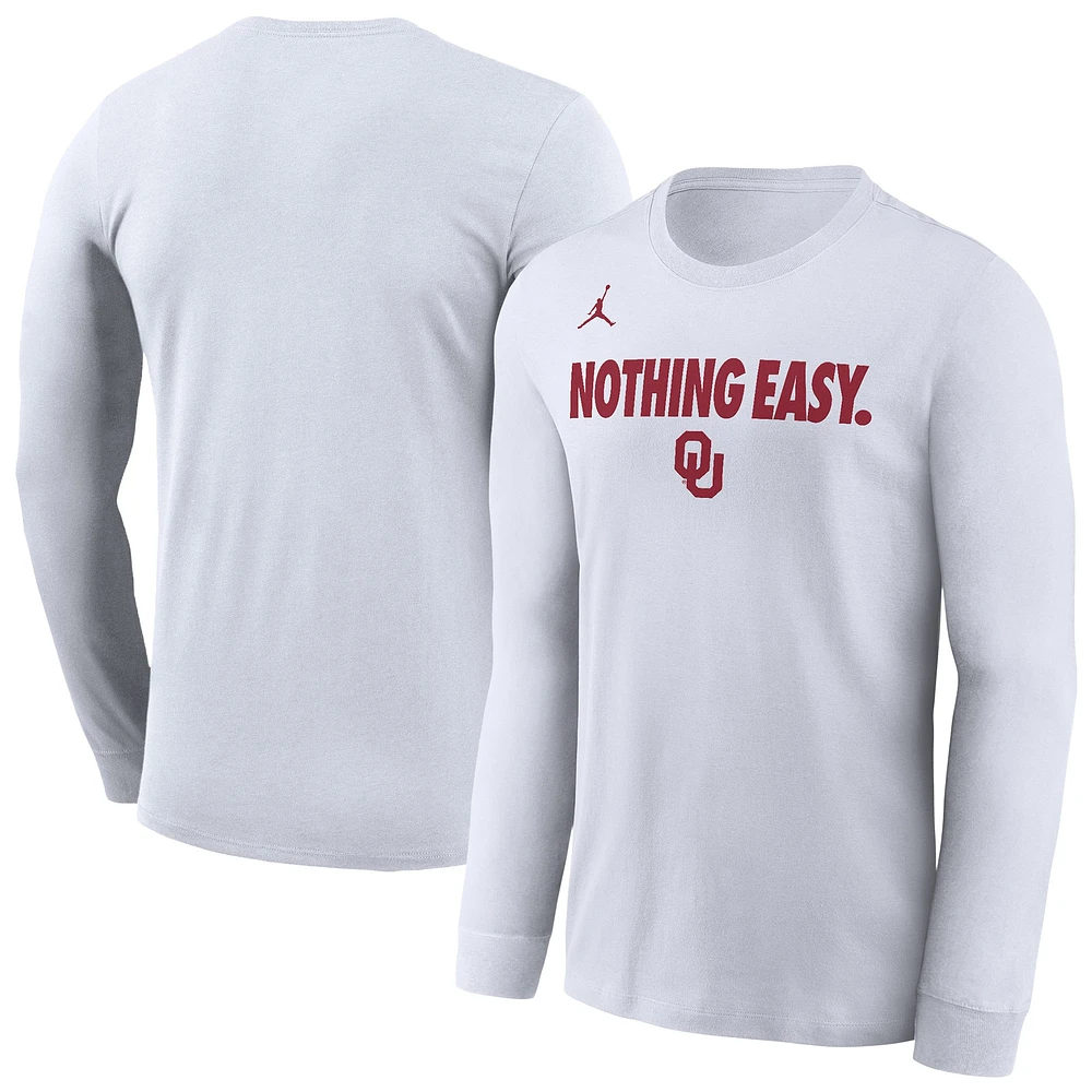 Men's Jordan Brand White Oklahoma Sooners 2025 On-Court Bench Long Sleeve T-Shirt