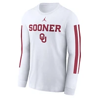 T-shirt à manches longues pour homme Jordan Brand blanc avec slogan Local Spirit des Oklahoma Sooners