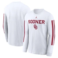 T-shirt à manches longues pour homme Jordan Brand blanc avec slogan Local Spirit des Oklahoma Sooners