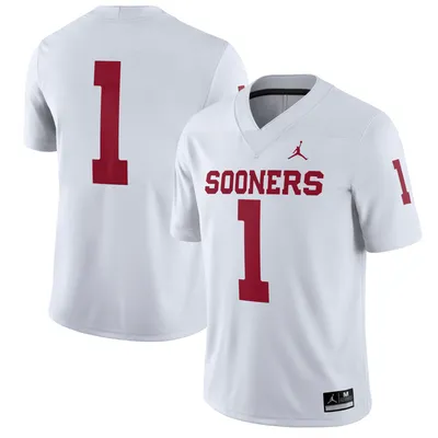 Men's Jordan Brand White Oklahoma Sooners #1 Away Game Jersey