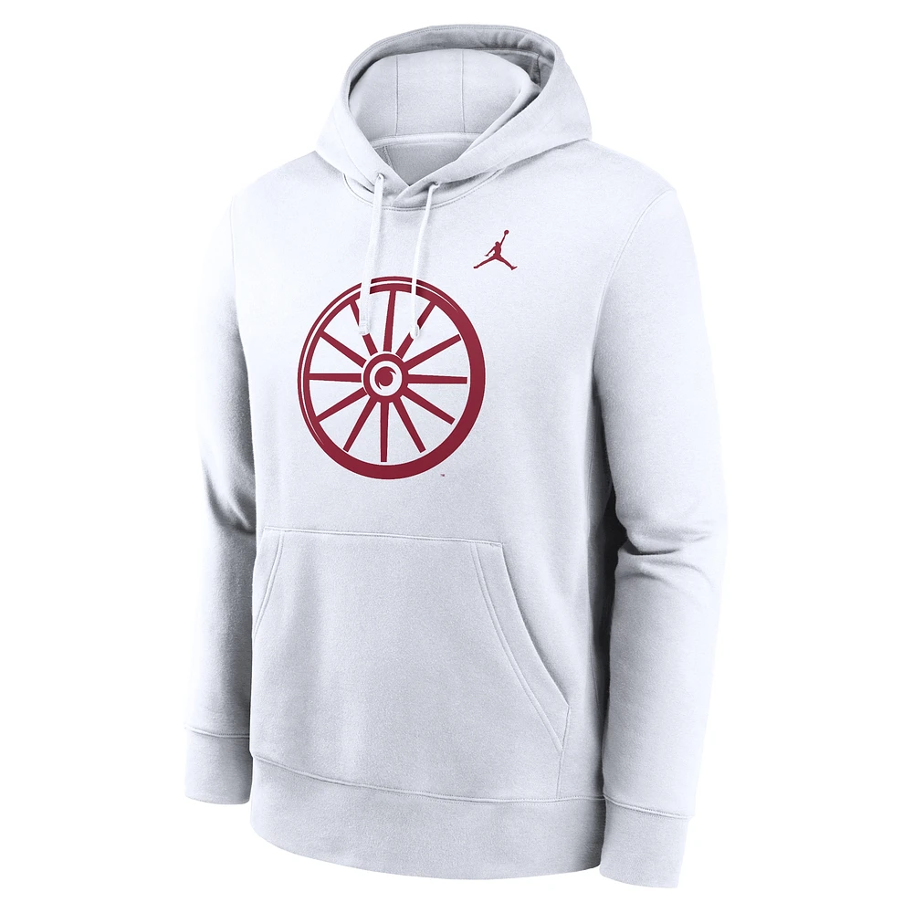 Men's Jordan Brand White Oklahoma Sooners Primetime Alternate Logo Club Fleece Pullover Hoodie