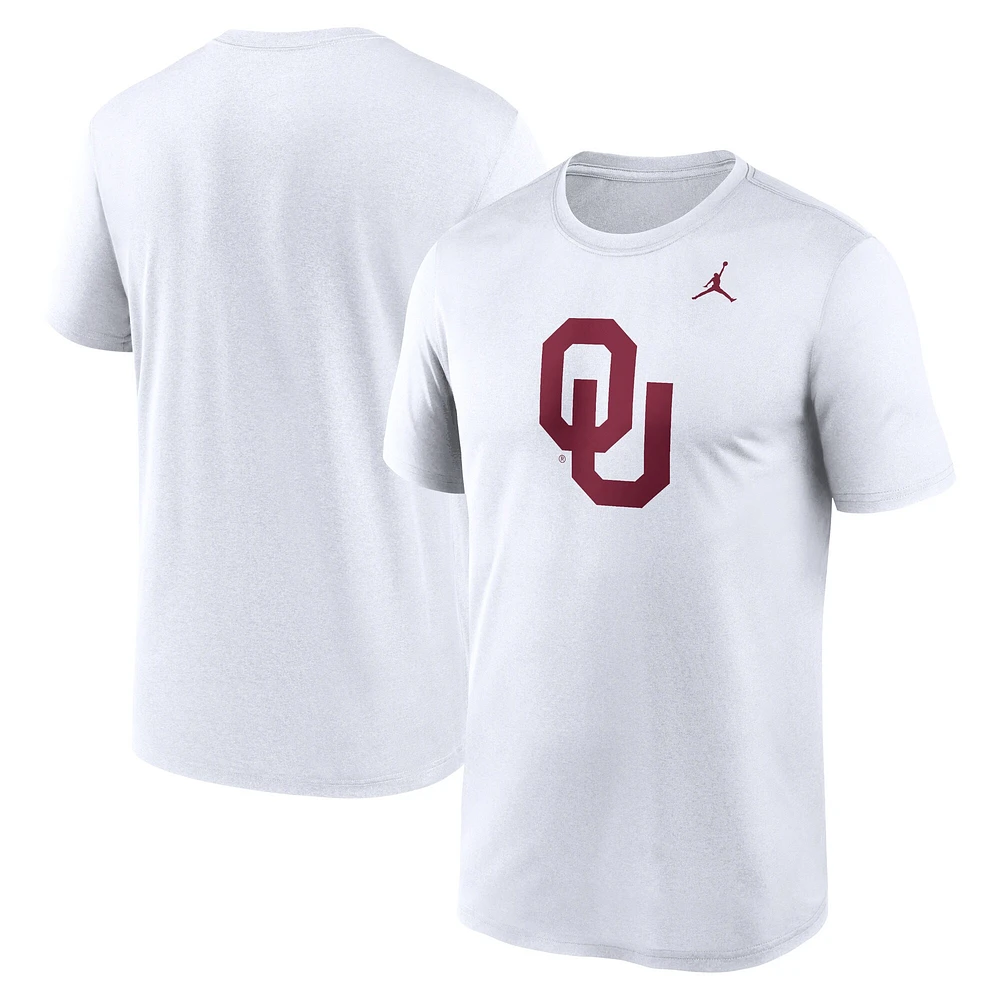 T-shirt Jordan Brand blanc avec logo Oklahoma Sooners Primetime Legend pour hommes