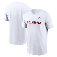 T-shirt Jordan Brand blanc Oklahoma Sooners Primetime Wordmark pour hommes