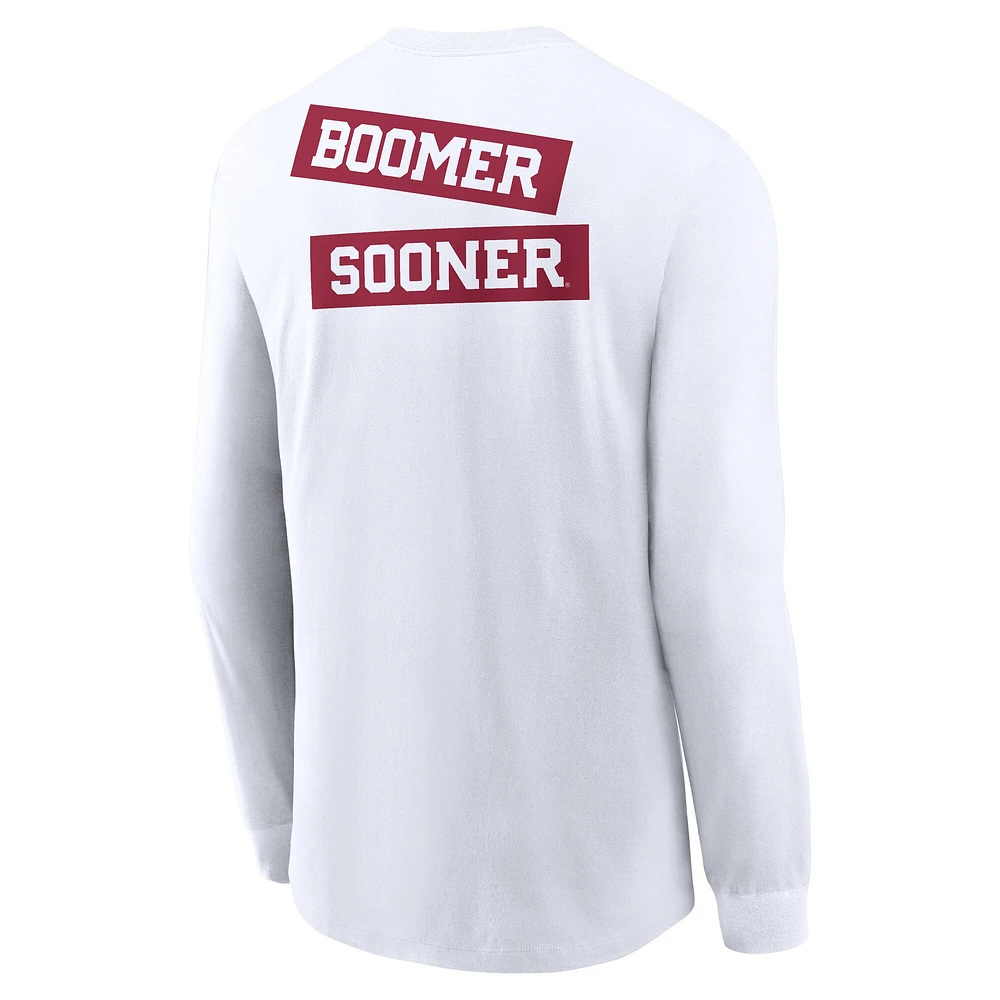 Men's Jordan Brand White Oklahoma Sooners Two-Hit Classic Location Long Sleeve T-Shirt