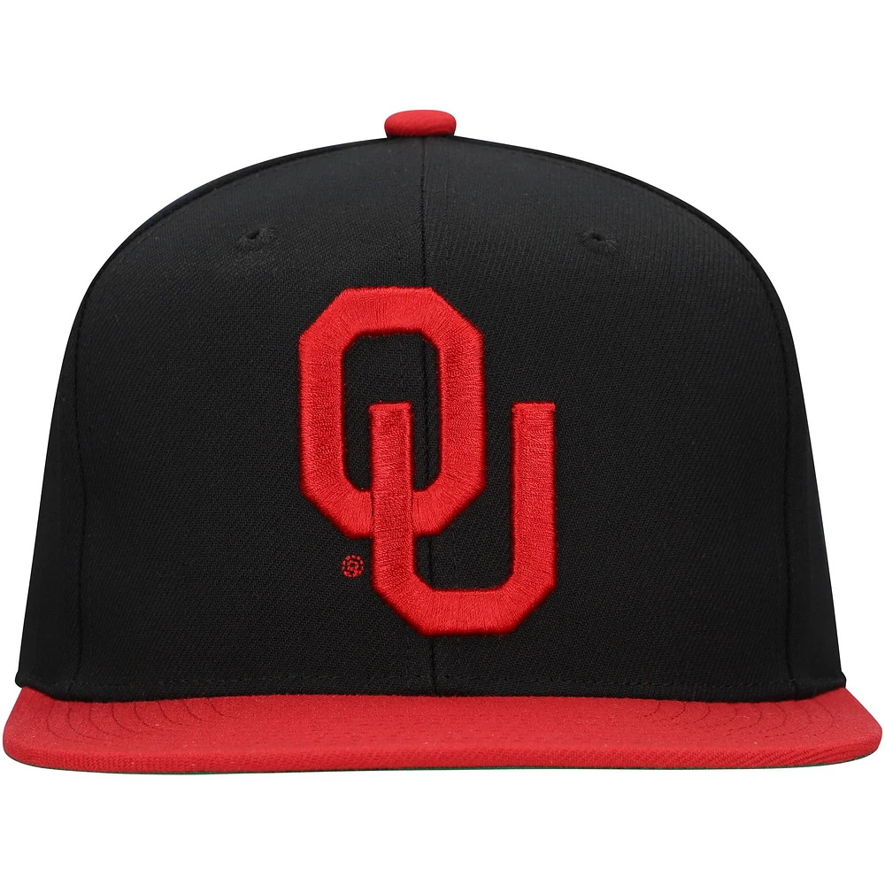 Men's Mitchell & Ness Black/Crimson Oklahoma Sooners 2-Tone 2.0 Snapback Hat