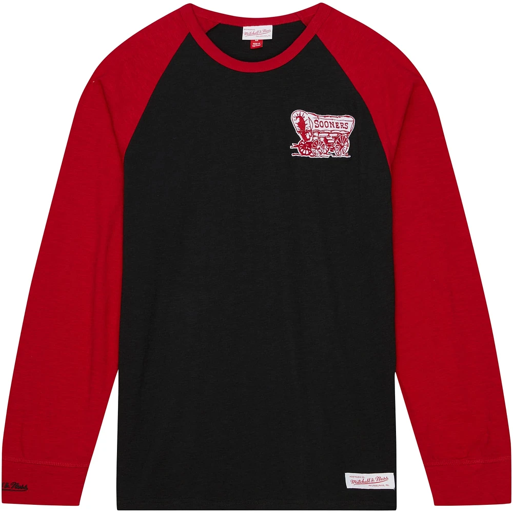 Men's Mitchell & Ness Black Oklahoma Sooners Legendary Slub Raglan Long Sleeve T-Shirt