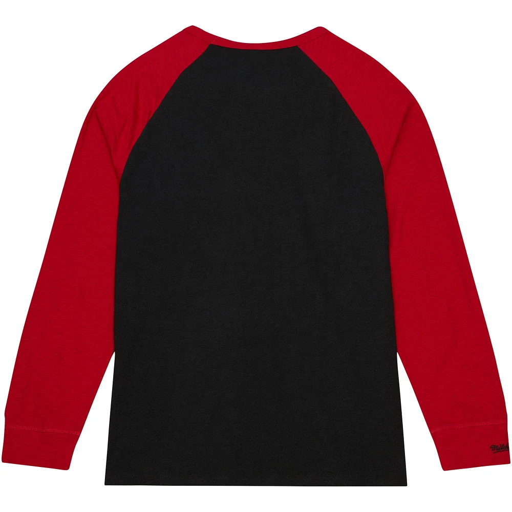 Men's Mitchell & Ness Black Oklahoma Sooners Legendary Slub Raglan Long Sleeve T-Shirt