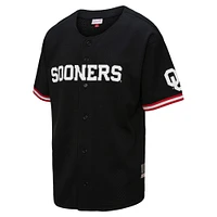 Men's Mitchell & Ness Black Oklahoma Sooners On The Clock Full-Button Fashion Jersey