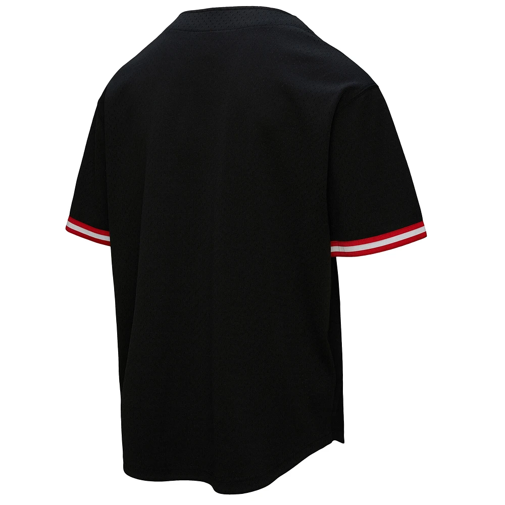 Men's Mitchell & Ness Black Oklahoma Sooners On The Clock Full-Button Fashion Jersey