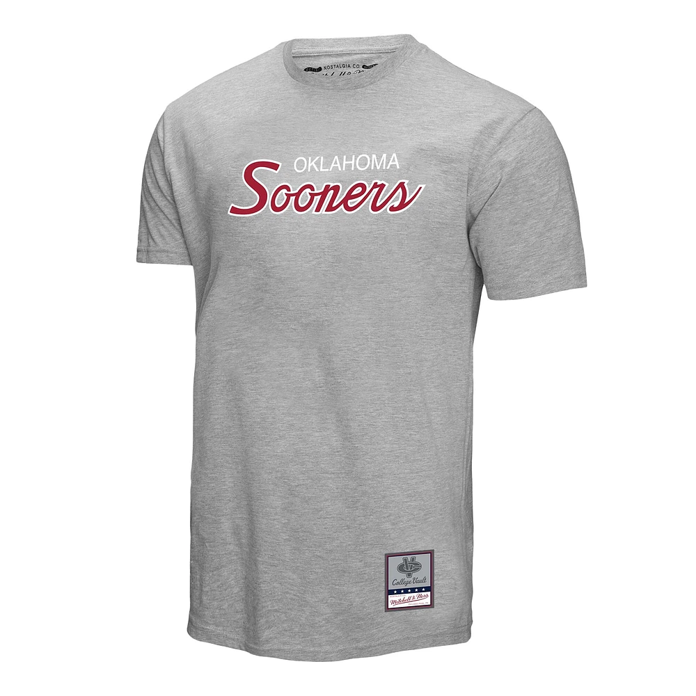 T-shirt gris Mitchell & Ness Elite Script pour homme des Sooners de l'Oklahoma
