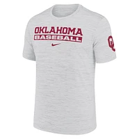 Men's Nike Ash Oklahoma Sooners Velocity Baseball Wordmark Stack Performance T-Shirt