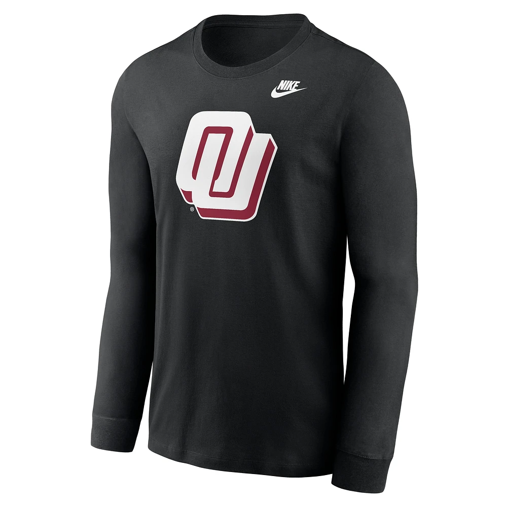 T-shirt à manches longues Nike noir avec logo alternatif des Oklahoma Sooners pour homme