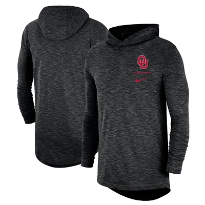 Men's Nike Black Oklahoma Sooners Slub Performance Long Sleeve Hoodie T-Shirt