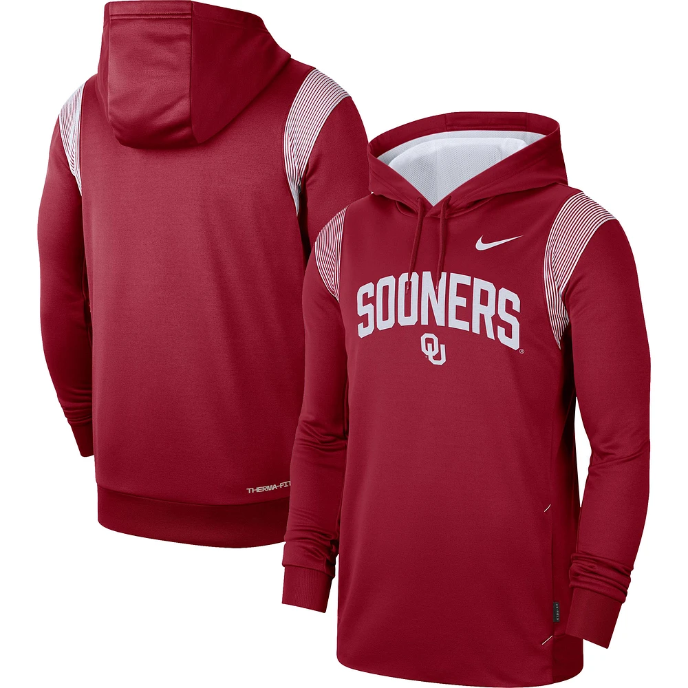 Men's Nike Crimson Oklahoma Sooners 2022 Game Day Sideline Performance Pullover Hoodie