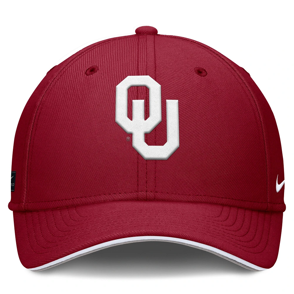 Men's Nike Crimson Oklahoma Sooners 2025 Dugout Coaches Rise Swoosh Performance Flex Hat