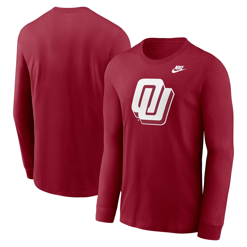 T-shirt à manches longues Nike Crimson Oklahoma Sooners pour homme avec logo alternatif