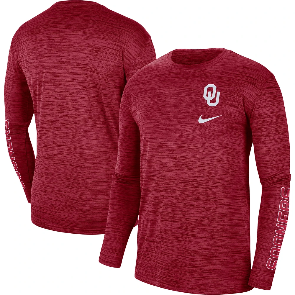 T-shirt à manches longues Nike Oklahoma Sooners Velocity Legend Team Performance pour homme