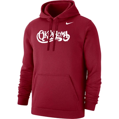 Sweat à capuche Nike Crimson Oklahoma Sooners Vintage Script Club Fleece pour Homme