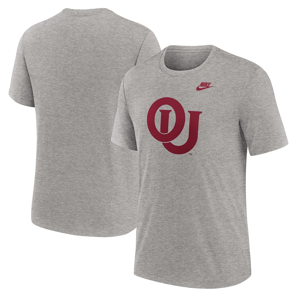 T-shirt Nike Heather Grey Oklahoma Sooners Blitz Legacy Primary Tri-Blend pour homme